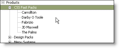 The expanded Products menu section